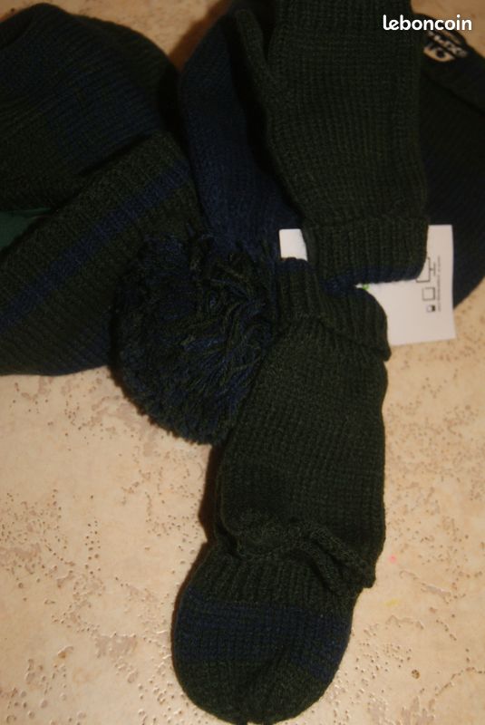 Bonnet tour de cou gant 2/3ans vert kaki vert baudet (image 6)