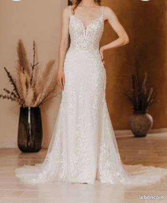 Fit and Flair Robe de mariée Taille 38 40 M L Ivory Crusz (image 1)