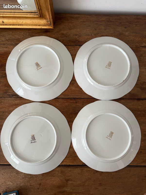 4 assiettes plates Chauvigny France, porcelaine (image 7)