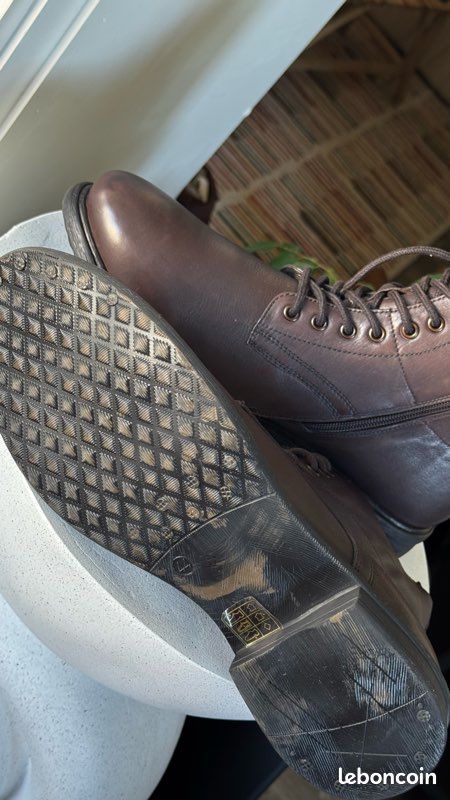 Botte café noir cuir véritable homme T.44 (image 10)