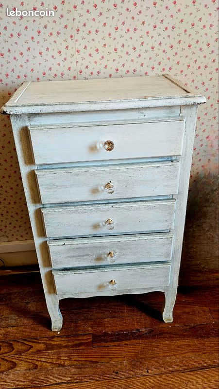 Commode en bois chiffonier 5 tiroirs ancienne (image 1)