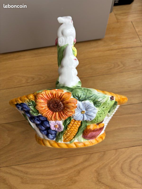 Panier avec anse en faïence émaillée (image 2)