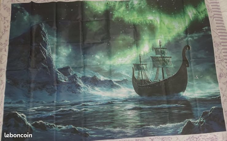 Tableau Bateau Viking Dans La Tempête 40x60cm - Toile Impression Art Mural Pour Salon/Chambre