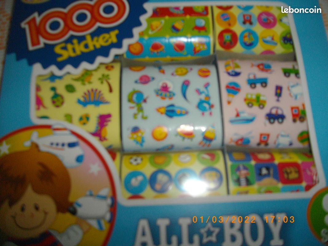 Boite de 1000 stickers autocollants - (NEUVE) (image 1)