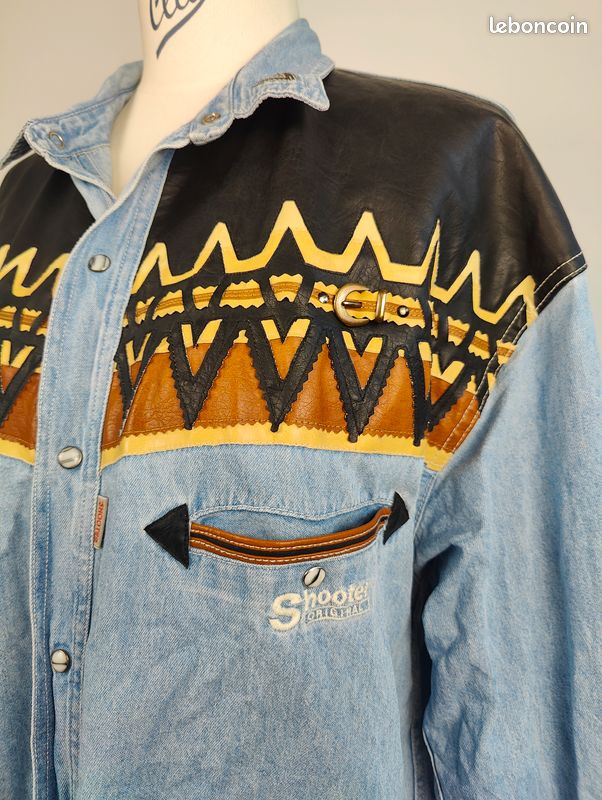 Chemise western crâne de vache - Brun