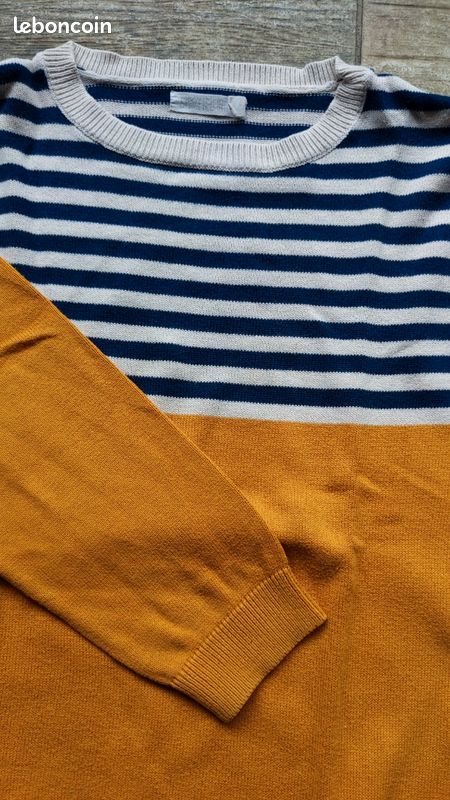 Pull garçon à rayures contenant du coton bio raye | - GÉMO