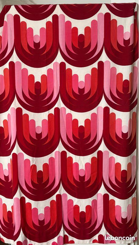 Coupon De Tissu Vintage Années 70, Motif Graphique Mauve – Idéal Pour Rideaux Ou Déco Rétro