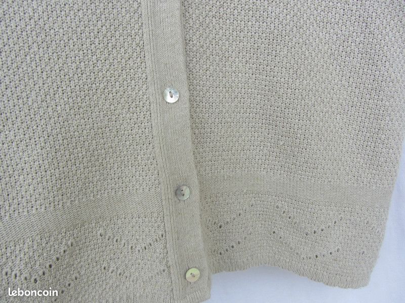 Cardigan à manches courtes beige clair vintage (image 14)