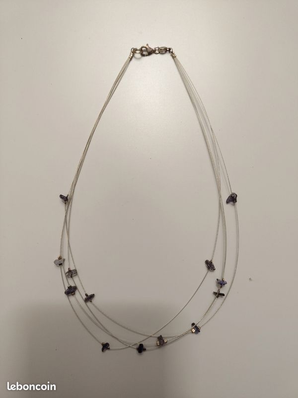Collier câble argent et pierre semi précieuse améthyste (image 1)