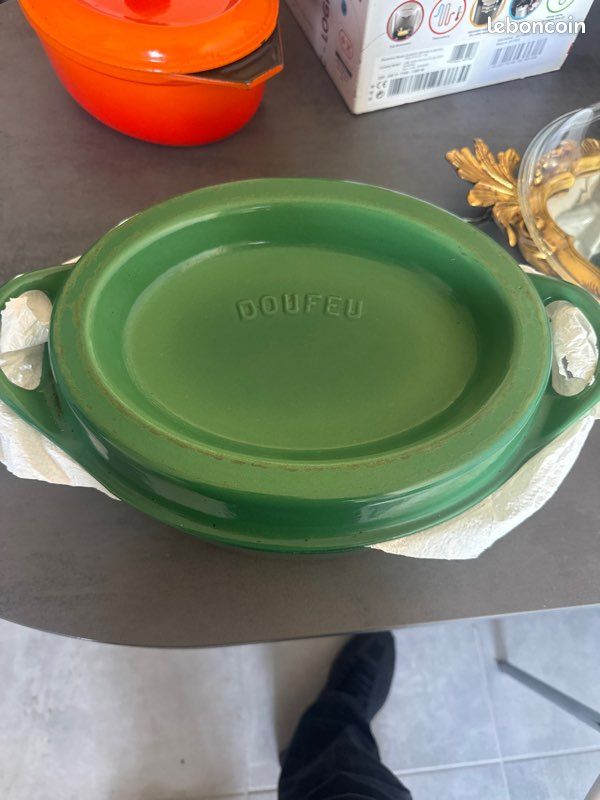 Cocotte En Fonte Cousances Doufeu 27cm – Vintage Made In France, Couleur Orange