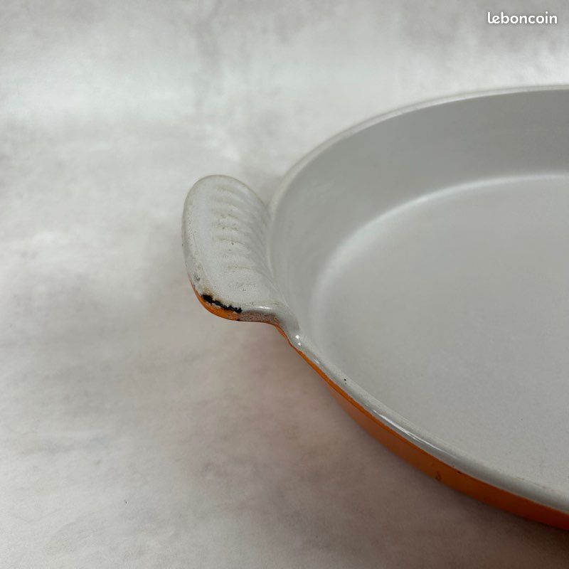 Dessous-de-plat Ancien En Fonte émaillée Orange – Rond – Vintage – Art Nouveau