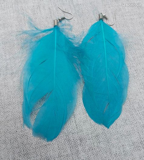 Boucles D'oreilles Plume Amérindienne – Neuves