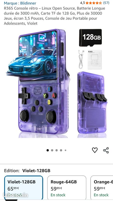 Console Portable Retro Console R36S Portable Rétro - Écran IPS 3,5 Pouces - 10 000 Jeux Intégrés - Linux Open Source Switch 2 Console