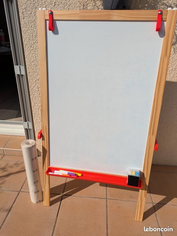Chevalet avec tableau blanc, ardoise + accessoires (image 1)