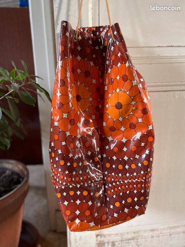Sac de courses linge sport Vintage 60 70 fleurs style Prisunic décorateur (image 2)