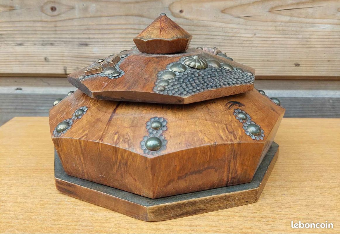 Ancienne Boîte En Bois Avec Photo Du Puy-en-Velay, Rangement Bijoux Décoratif