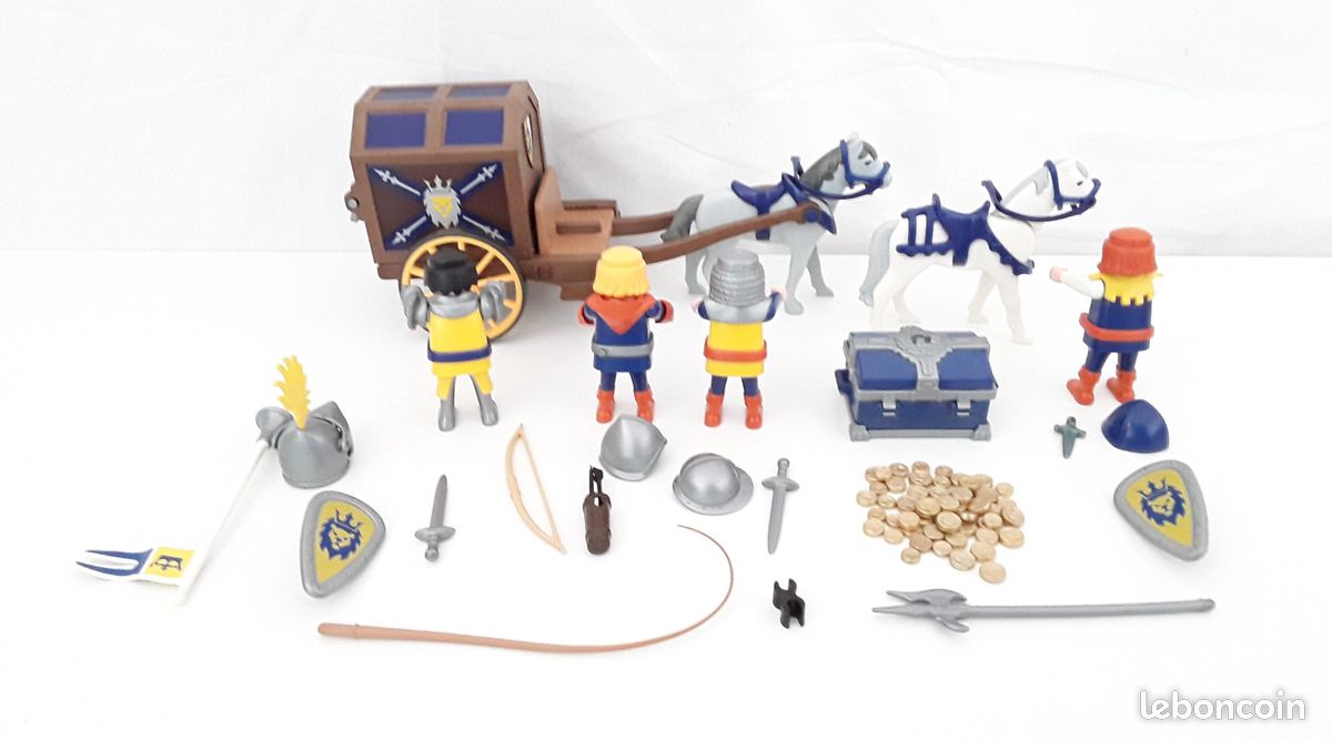 Pièce Détachée Playmobil – Char Avec Trésor Bleu – Référence 3314 – Vintage – Chevaux – Château – Occasion