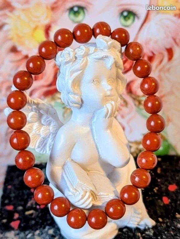 Bracelet Perles Jaspe Impérial Rouge 8mm - Lithothérapie, Bijou Naturel Neuf