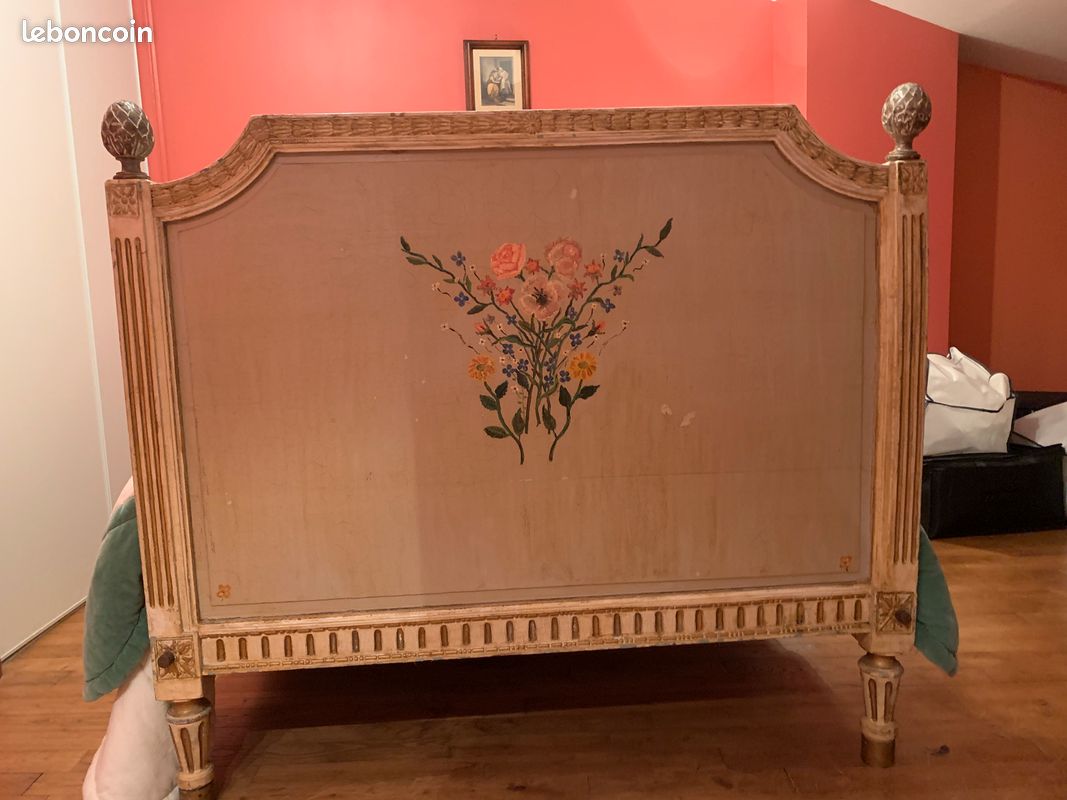 Lit Louis XVI en 120 avec sommier et matelas neuf (image 2)
