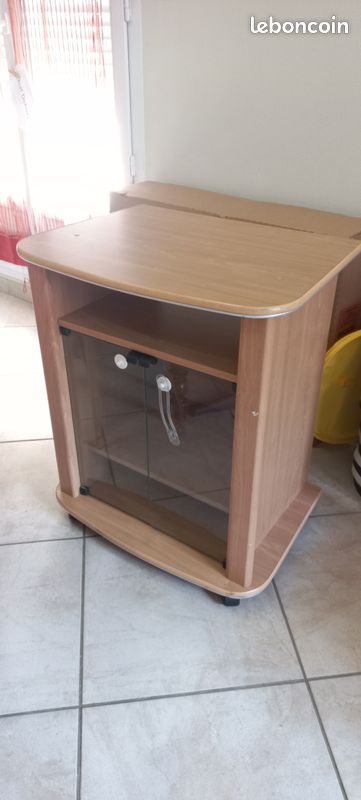 Meuble TV Verre Bois (image 1)