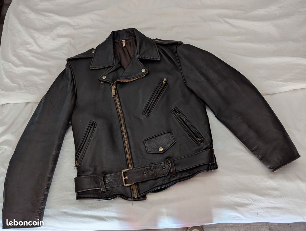 Perfecto Vintage Années 80 Cuir Véritable Marron - Fabriqué à Paris.Taille M (image 4)