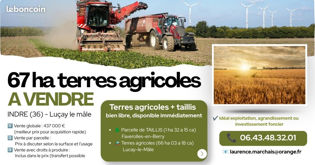 Vente terres agricoles · à Luçay-le-Mâle · 437 000 €
