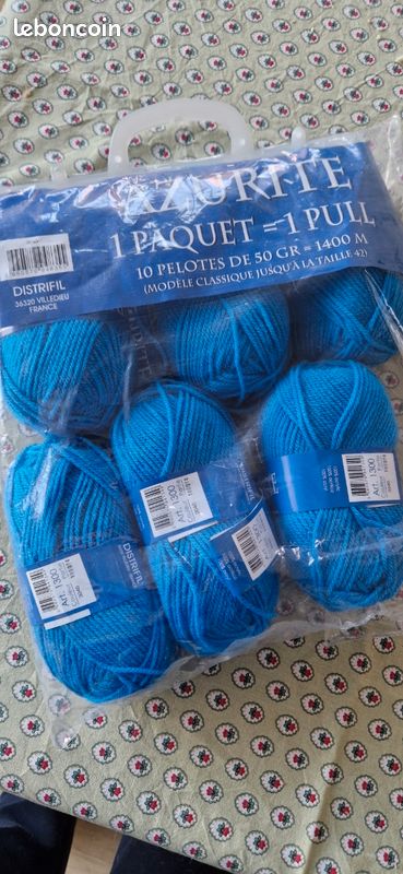 Lot De Pelotes De Laine 500g - Bleu Tweedé Fourrure, Fabriqué En France, Aiguille 4