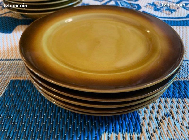 Lot de 16 assiettes en grès vintage – Tulowice Poland (image 4)