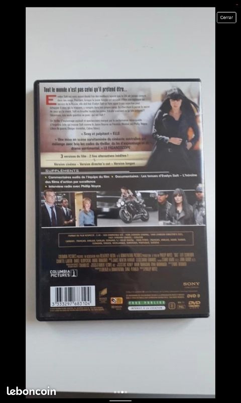 Je vends le dvd de Salt Edition Deluxe.
Pour un envoi plus rapide choisissez Chronopost.
#film #dvd #cinema #action (image 3)