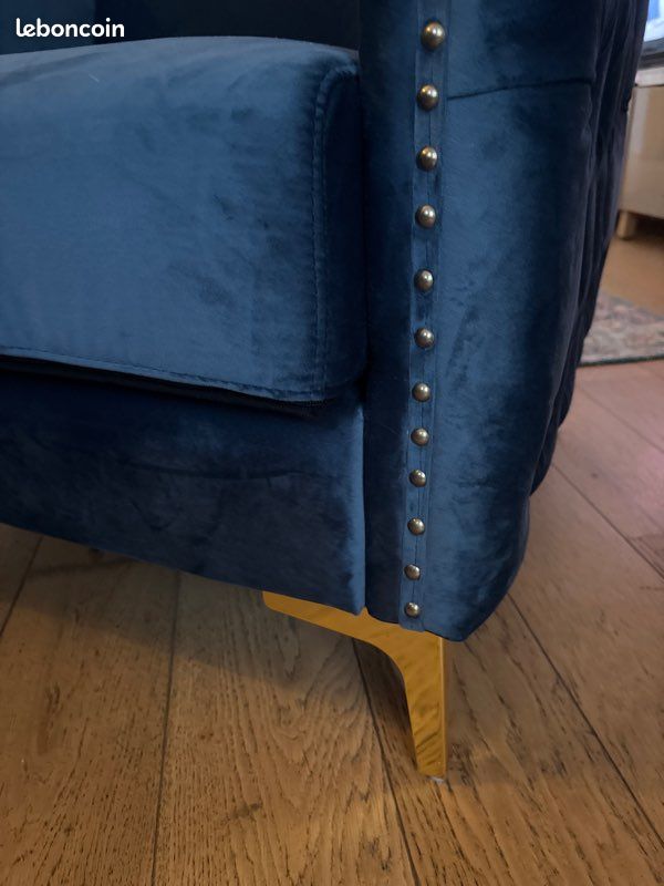 Paire de Fauteuils en velour avec clous (image 6)