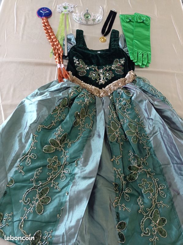 Déguisement robe princesse Anna verte paillette 5ans Jeux Jouets - Main Image