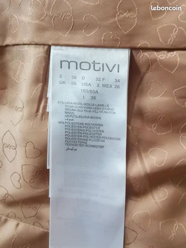 Manteau camel 51% laine motivi (image 4)