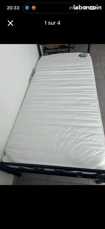 Lit 1 place avec matelas (image 3)