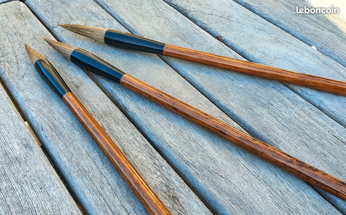 Pinceaux calligraphie encre de chine x 3 pièces (image 1)