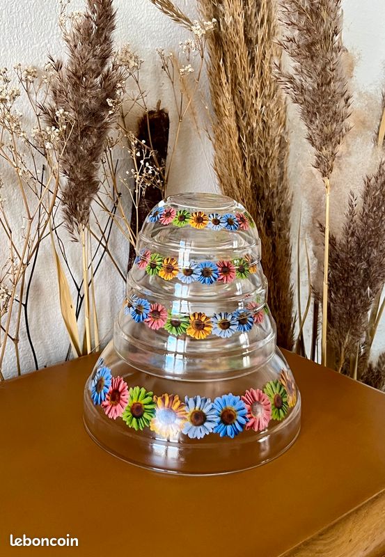Saladier En Verre Vintage à Motifs Fleuris – Bol Décoratif Pour La Cuisine