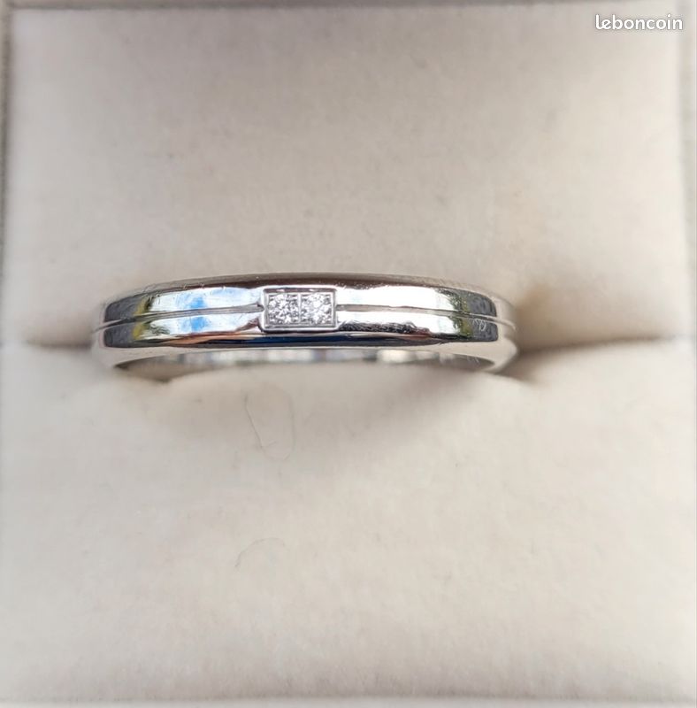 Bague Diamant Alliance En Platine Homme Alliance Brossée En