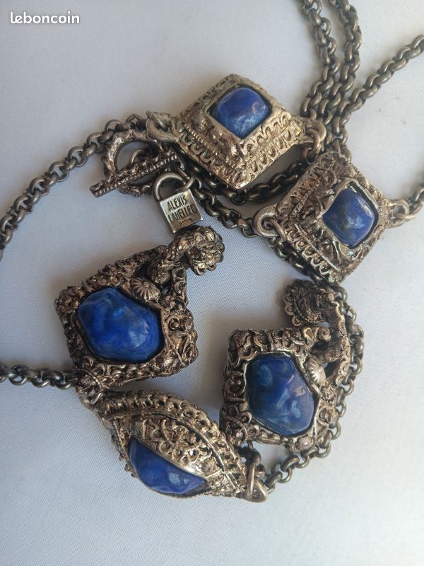 Collier Vintage ALEXIS LAHELLEC - Bijou Doré Occasion, Pendentif Forme Originale