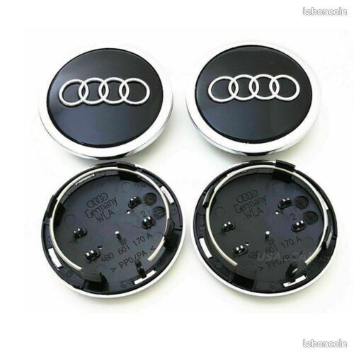 4x Cache Moyeu AUDI 69mm Centre De Roue Noir