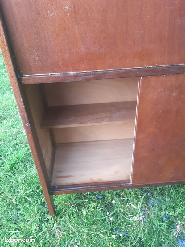 Secrétaire bois design moderniste style scandinave vintage années 50 60 (image 7)