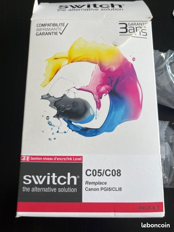 SWITCH Canon C05/C08 Pack x 4 compatible avec PGI5/CLI8 - Noir Cyan Magenta Jaune (image 1)