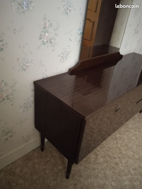 Coiffeuse vintage avec miroir en bois laqué (image 2)