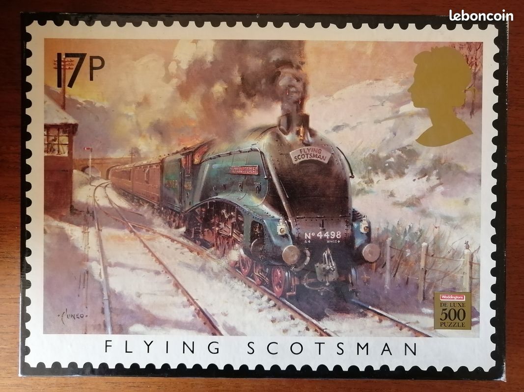 2 puzzles de 500 pièces - Timbres anglais locomotives - Flying Scotsman / Royal Scot (image 1)