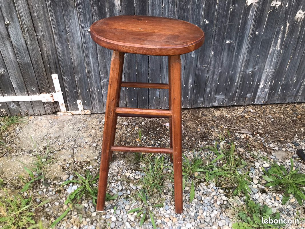Ancien tabouret haut de bar en bois mange debout (image 3)