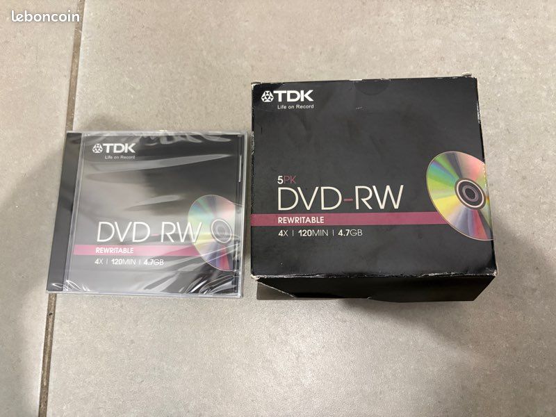 Boîte de 5 DVd-RW 120min 4,7GB (image 1)