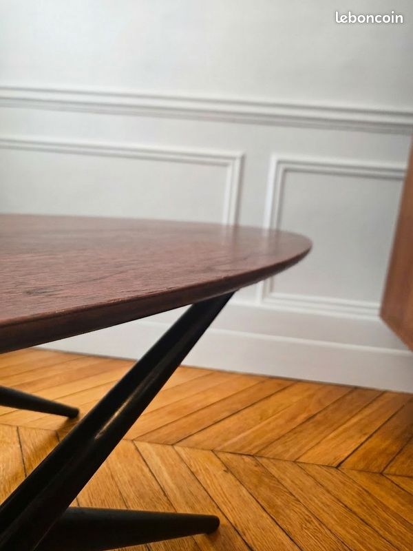 Très rare - Table basse design scandinave vintage, modèle "Ovalette" par Ilmari Tapiovaara – Années 50/60 (image 4)