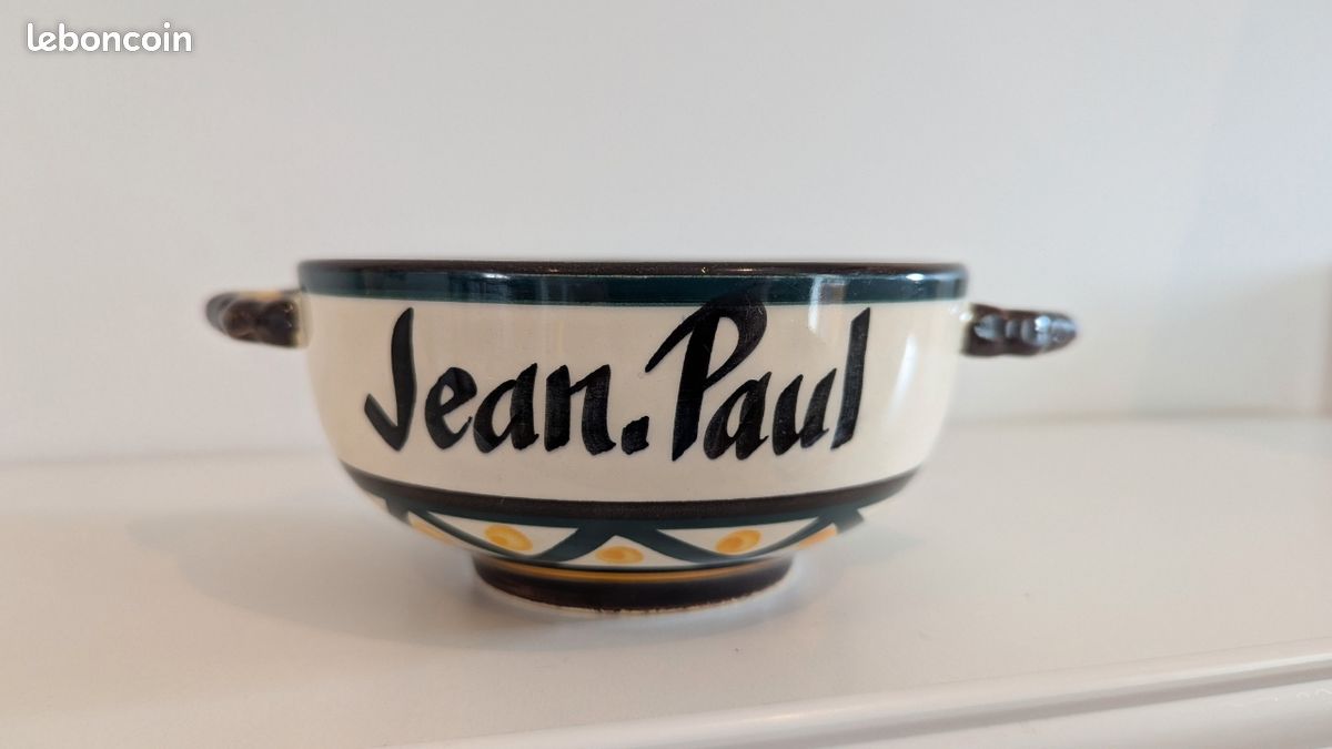 Bol à Oreilles Vintage En Faïence - Prénom 'Paul' - Fabriqué à La Main En France - Bon état