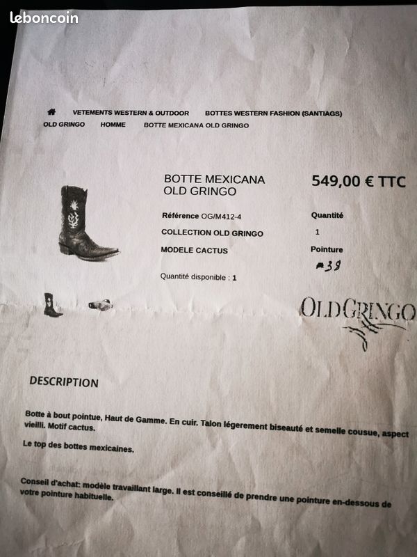 Vend Botte Mexicaine (image 1)