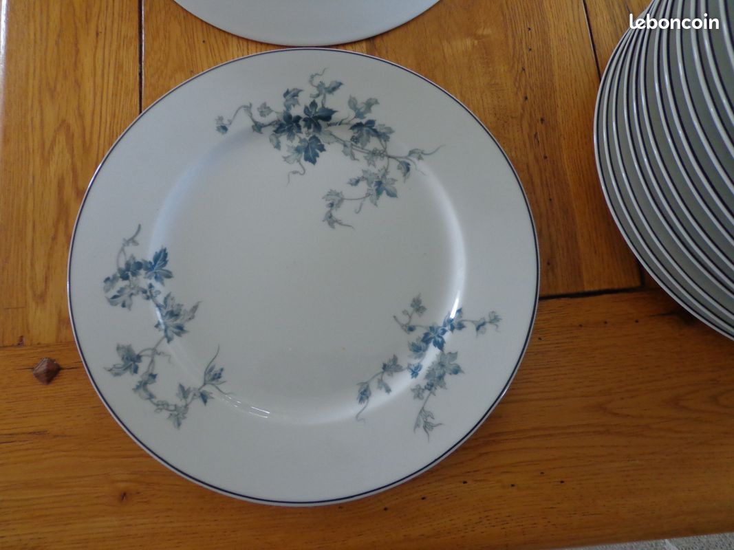 Lot de 6 assiettes plates identiques (26 cm) Porcelaine de Limoges - manufacture " La reine " (image 4)