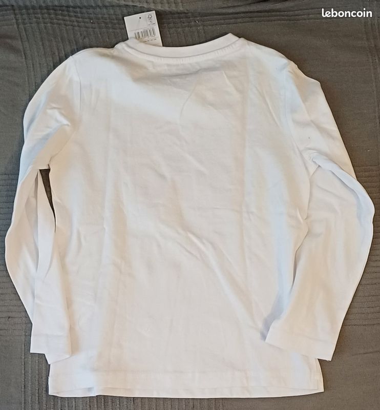 Tee shirt blanc in extenso manches longues 6 ans 113 119 cm neuf (image 2)