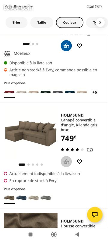 Canapé d'angle convertible IKEA tissus marron affaire à saisir (image 5)